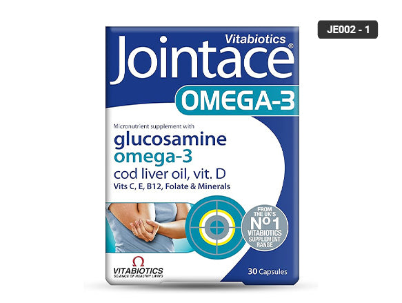 Jointace Vitabiotics Omega-3 30 Capsules is a joint health supplement that includes Omega-3, glucosamine and nutrients for flexibility and movement support.